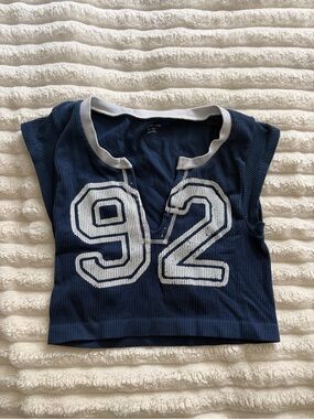 Urban Outfitters Navy & White '92' Ribbed Tank Top